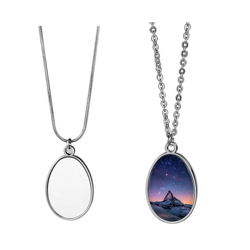 Sublimation Blanks Necklace With Chain Blank Bezel Pendant Trays Oval Shape Diy Necklaces For Women Jewelry Making Drop Delivery Off Dhcrb