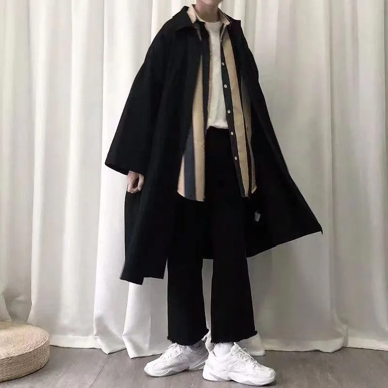 Trench maschile giacca da giacca per giacca da giacca per uomini 2023 unisex techwear cappotto di mezza lunghezza da donna coreana Fashion Corean Simple Gothic Cape Coatmen '
