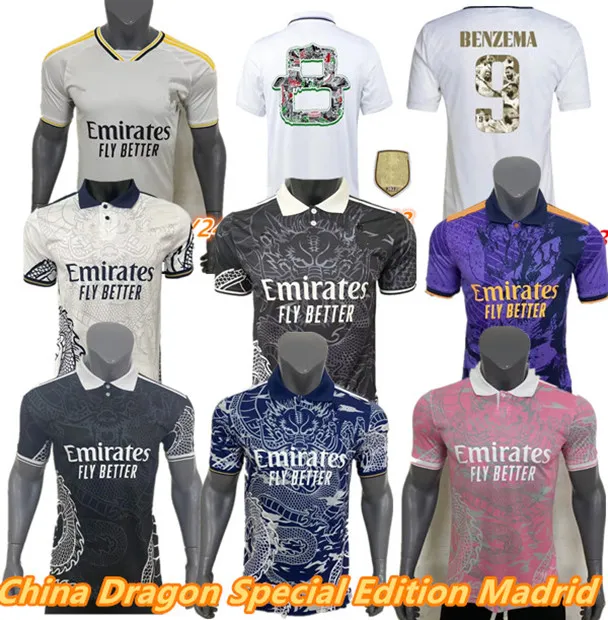 Camiseta 8th Champions Football Jersey 22 23 24 Special Edition China Dragon Real Madrids Maillot Benzema Ballon Football Jersey.Size S-2xl