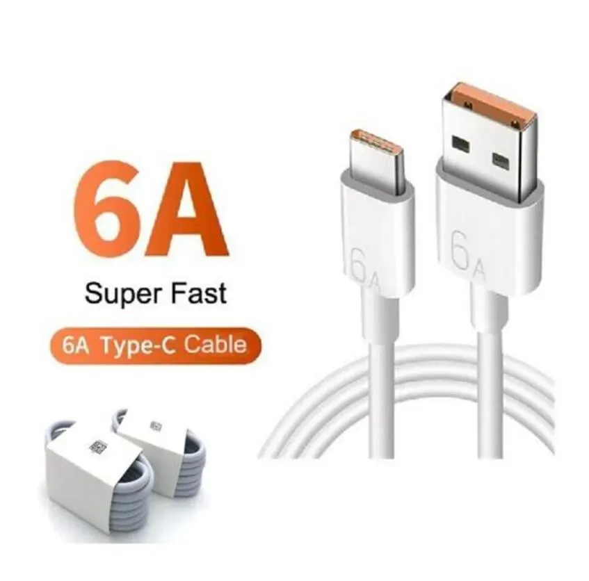 Cables de teléfono celular de carga rápida 6A tipo C 66W Max Supercharge Cable de datos USB-C para Huawei Mate 40 Pro P40 P20