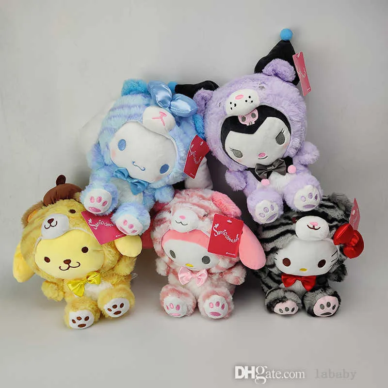 Partihandel 20 cm tecknad fyllda djur leksaker kuromi min melodi cinnamoroll plysch dockor leksak anime kawaii söt mjuk plushie lugna flickor dockor gåvor