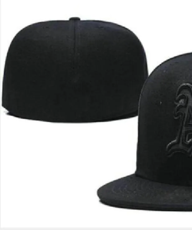 Pronto Stock Wholesale de alta qualidade Oakland Sport Team Caps LA como aba plana em chapéus de campo Tamanho completo do design fechado 7- Tamanho 8 de beisebol ajustado Gorra Casquette A0