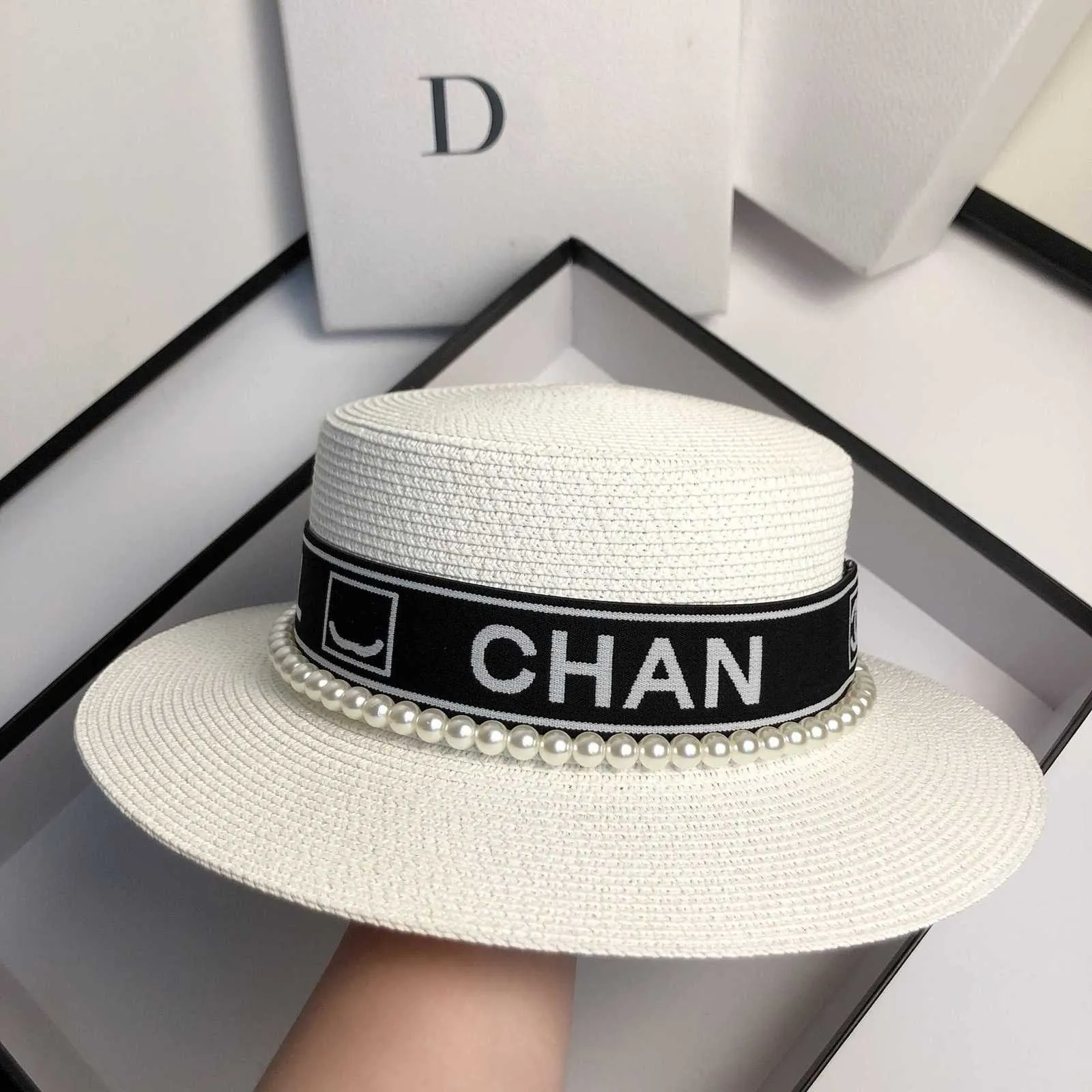 White with Black Accent Summer Hat Maison Michel Straw Beach Hat - Neutrals Hats, Accessories  main image 3