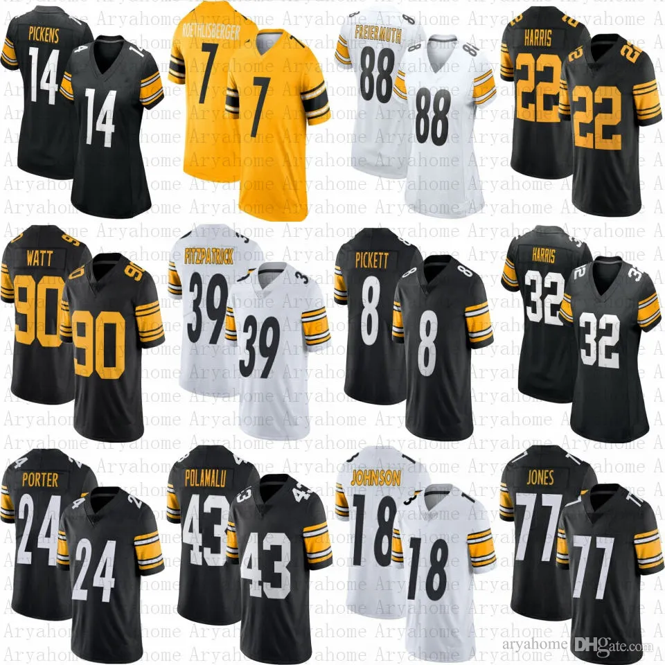 8 Kenny Pickett TJ Watt Football Jersey Najee Harris Minkah