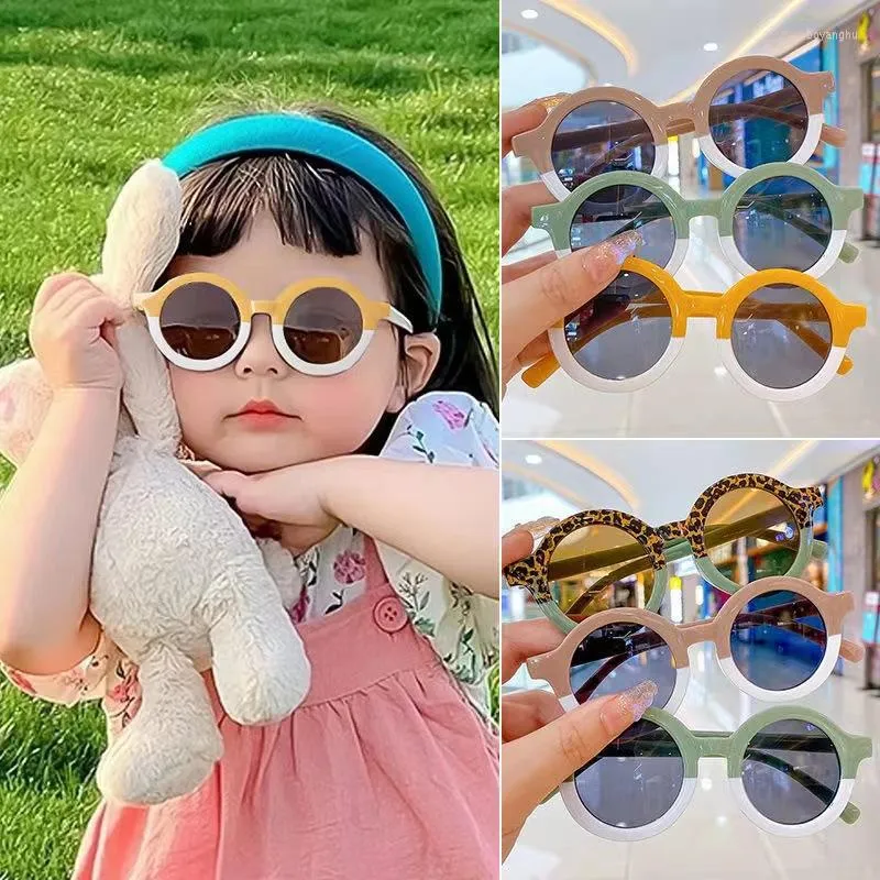 Güneş gözlüğü marka yuvarlak çerçeve sevimli çocuklar uv400 gözlük erkek kızlar güzel bebek güneş gözlükleri çocuklar