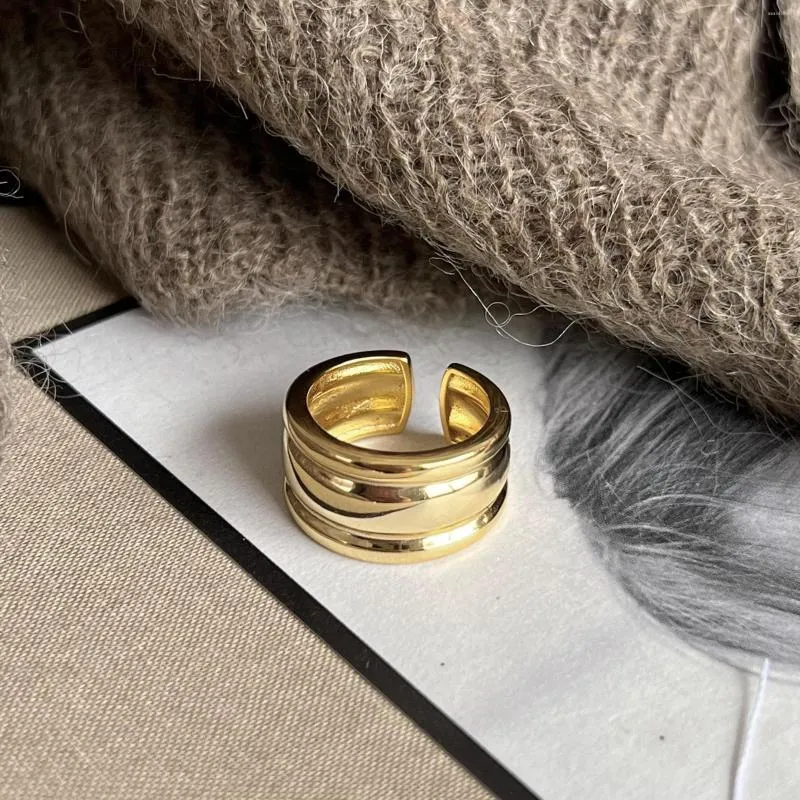 Klaster Pierścienie Solid 925 srebro dla kobiet szerokie ręcznie robione ręcznie robione regulabowane palec europejski elegancki impreza minimalistyczna biżuteria