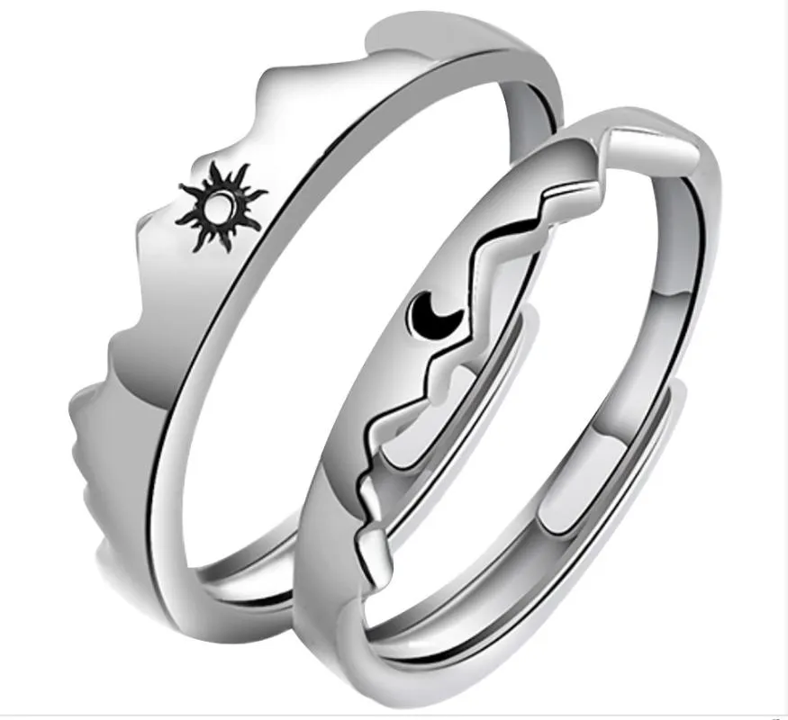 Anéis de casamento combinando para casais ele e seu céu estrelado azul Sky Ajustável Promessa Romântica Conjunto BF GF GF do Dia dos Namorados Presente