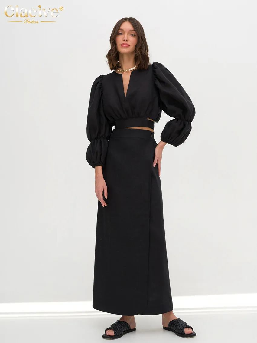 Two Piece Womens Outfit Loose Brown Linen Summer Crop Shirt with High Waist  Ankle-Length Skirt from Dhgate Two Piece Dress - price 75.73