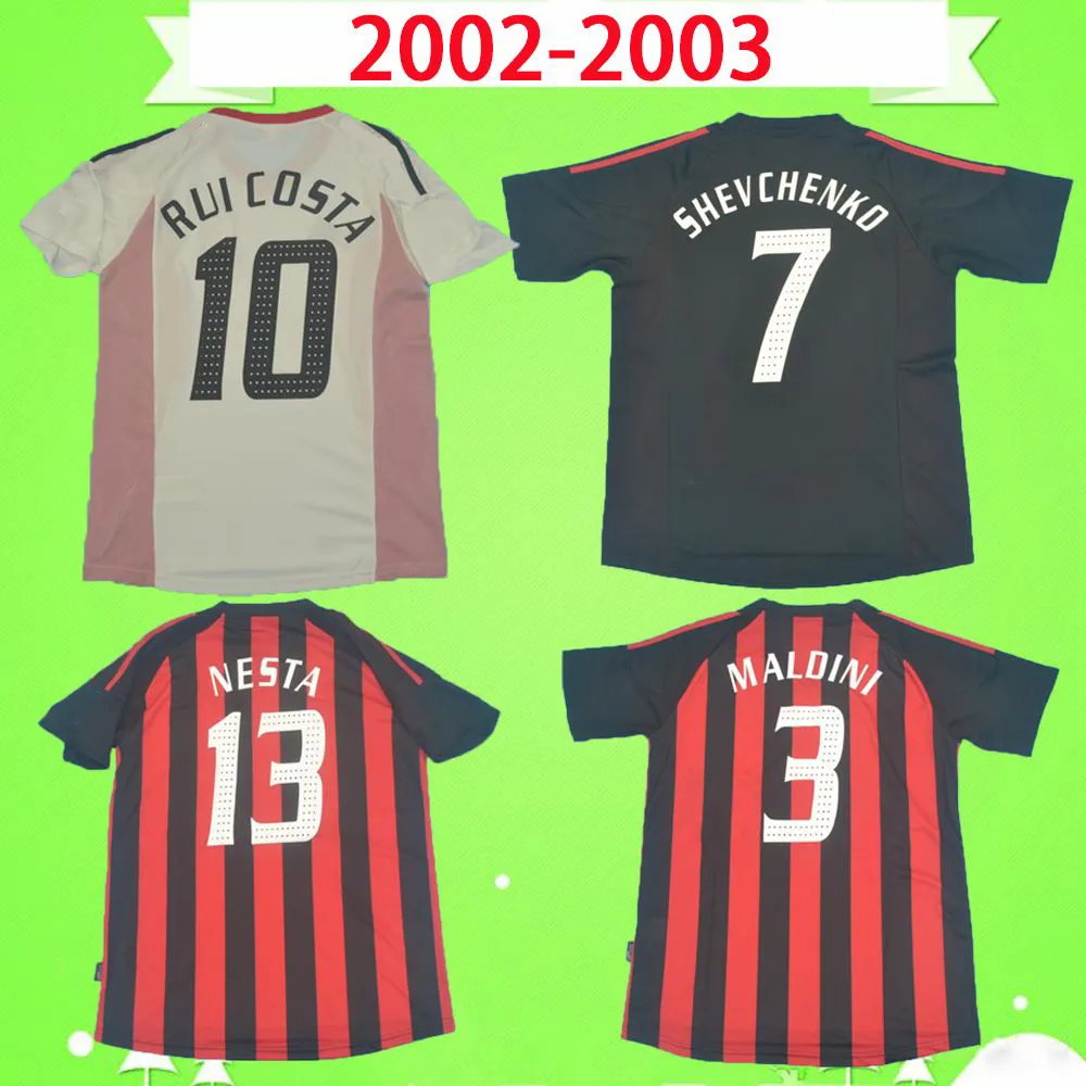 2002 2003 Retro fotbollströjor vintage fotbollströja hemma borta trea 02 03 klassisk ac Maglia da calcio MALDINI SHEVCHENKO NESTA MILAN S-2XL