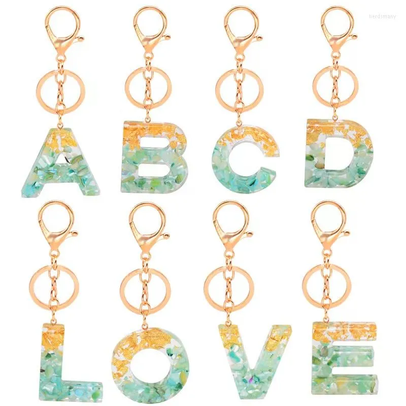 Keychains Voikukka Jewelry 26 Engelska Alfabetet Harts Akryl Letters Pendant Keychain Bag Car Keyring For Women Partihandel