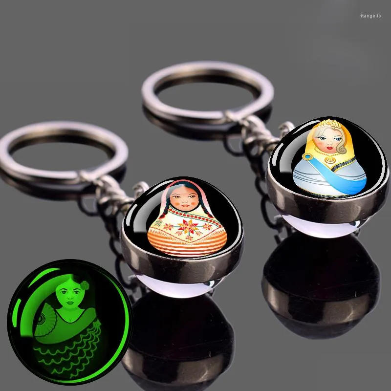 Keecheins Esspoc Russian Special Design Matryoshka Serie Key Chain Cine Doll Bowle Keychain for Women Girls Gift Gioielli luminosi