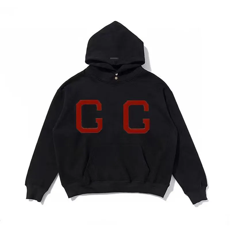 Hot sale designer hoodies hooded men hoodie high street flocking letter fashion loose fit sweatshirts keep warm casual pure cotton fleece sweater