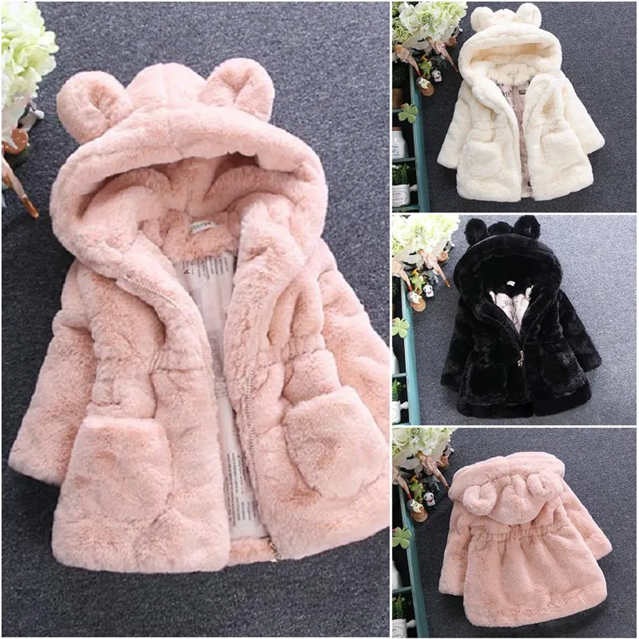 Designer Fur Hoodie Winter Toddler Girl Winter Coats For Girls