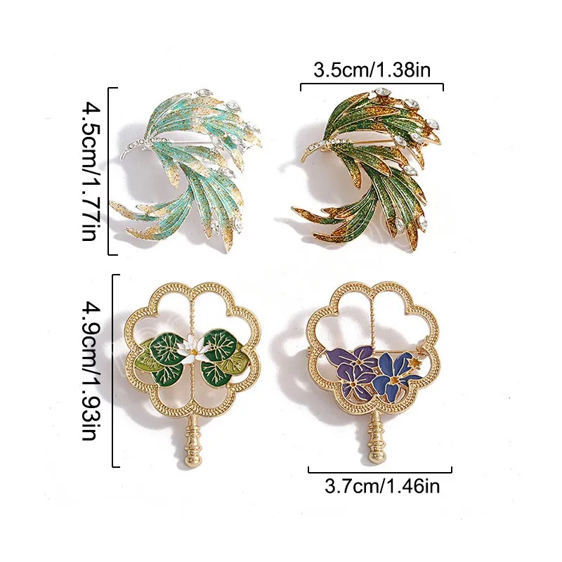 Broche Vintage en alliage pour femme, strass exquis en forme de fleur, broche en éventail de queue de phénix, broche de Corsage, vêtements de fête de mariage, bijoux