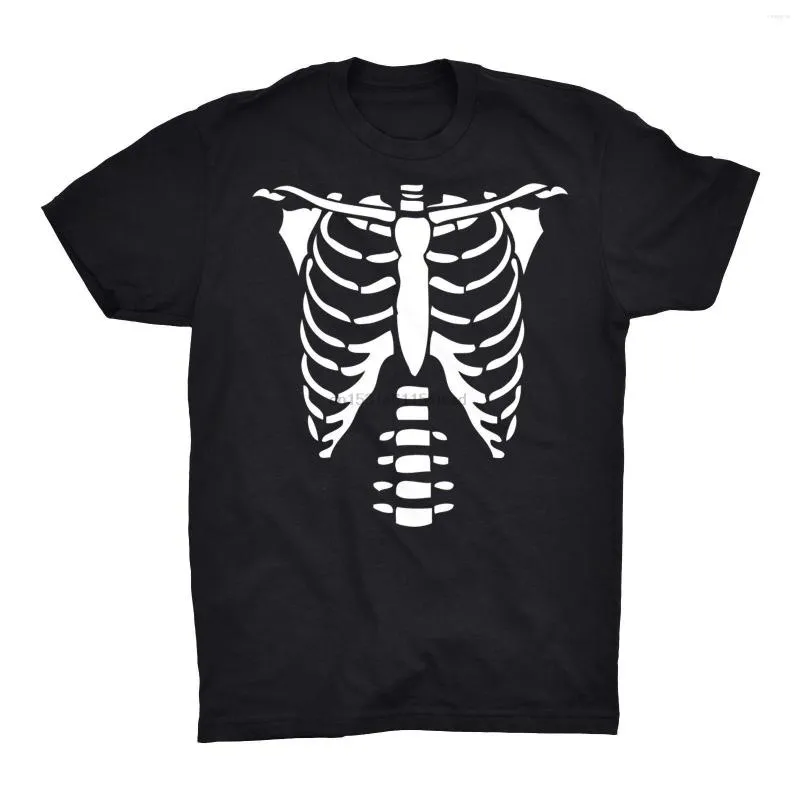 Herr t-skjortor skelett bröstskjorta ribben skalle revben halloween kostym rolig skrämmande skrämmande t-shirts sommarstil mode
