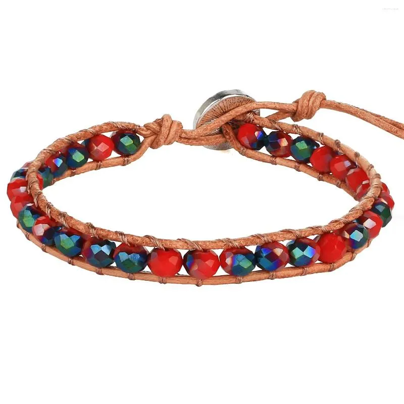 Strand KELITCH 6MM Beaded Bracelet Stone Leather Chain Bracelets Vintage Women Bangles Handmade DIY Fashion Jewelry Charm Gifts