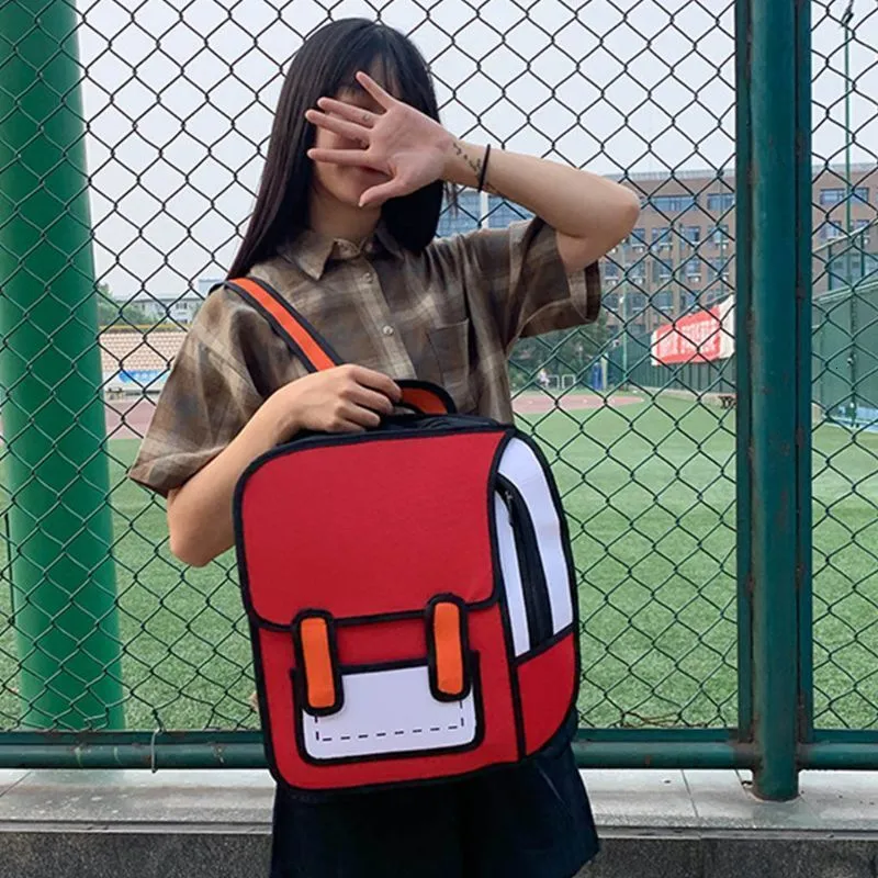 Creative 2D Drawing Backpack For Women Cartoon Childrens Book Bags With Comic Bookbag Design 230506 From Hui06 14.31 DHgate.Com