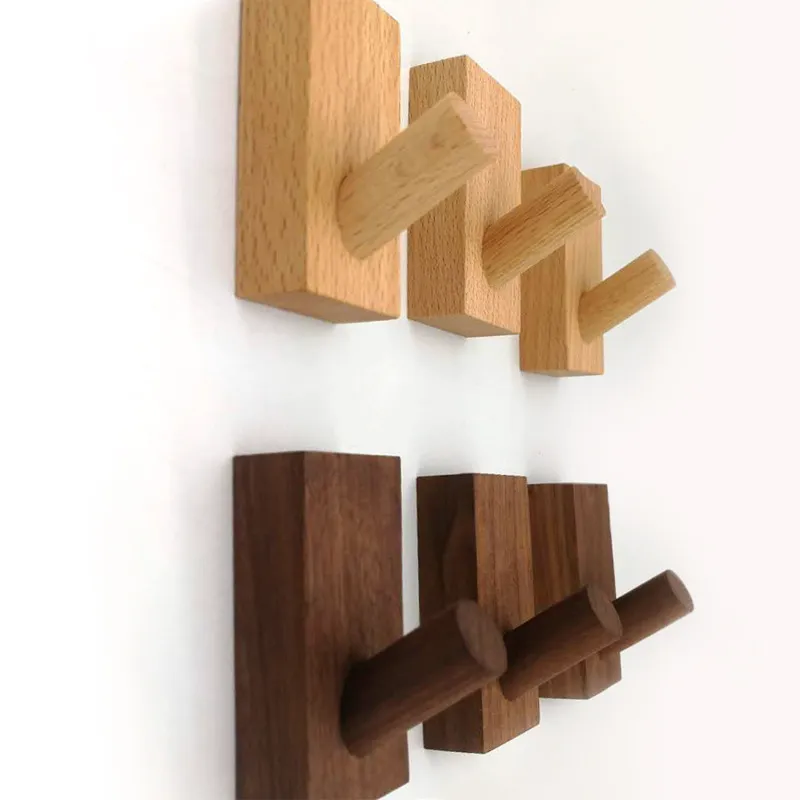 Solid Wood Hook Wall Coat Hook Träkrokar Multifunktionella kreativa inomhuskrokar Partihandel DH877