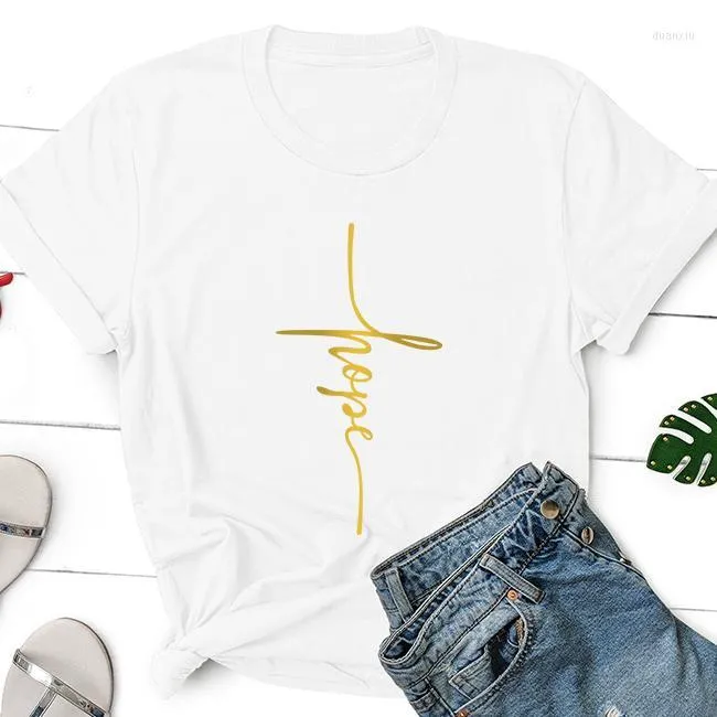 T-shirts pour femmes Christian Gold HOPE Faith Blessed Vêtements en coton noir T-shirt imprimé à la mode T-shirts graphiques Top Tees Unisex Goth