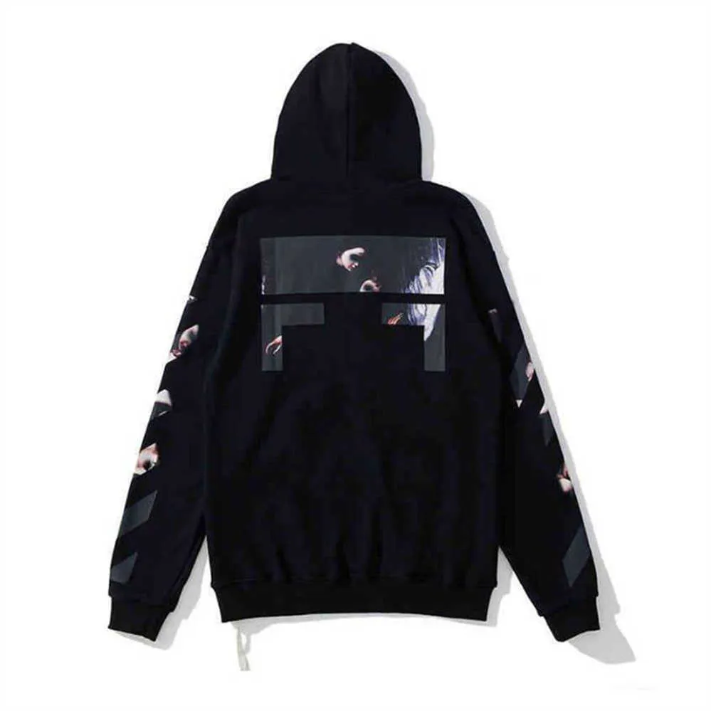 Offs Whitees Heren Off Style Trendy Mode Trui Painted Arrow X Crow Stripe Losse Hoodie Heren en Dames Designer Coatjqm1off Pullover 930