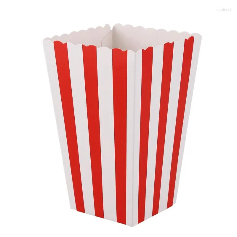 Papel de regalo Professional12 Cinema Stripes Treat Party Small Candy Favor Popcorn Bolsas Cajas Rojo