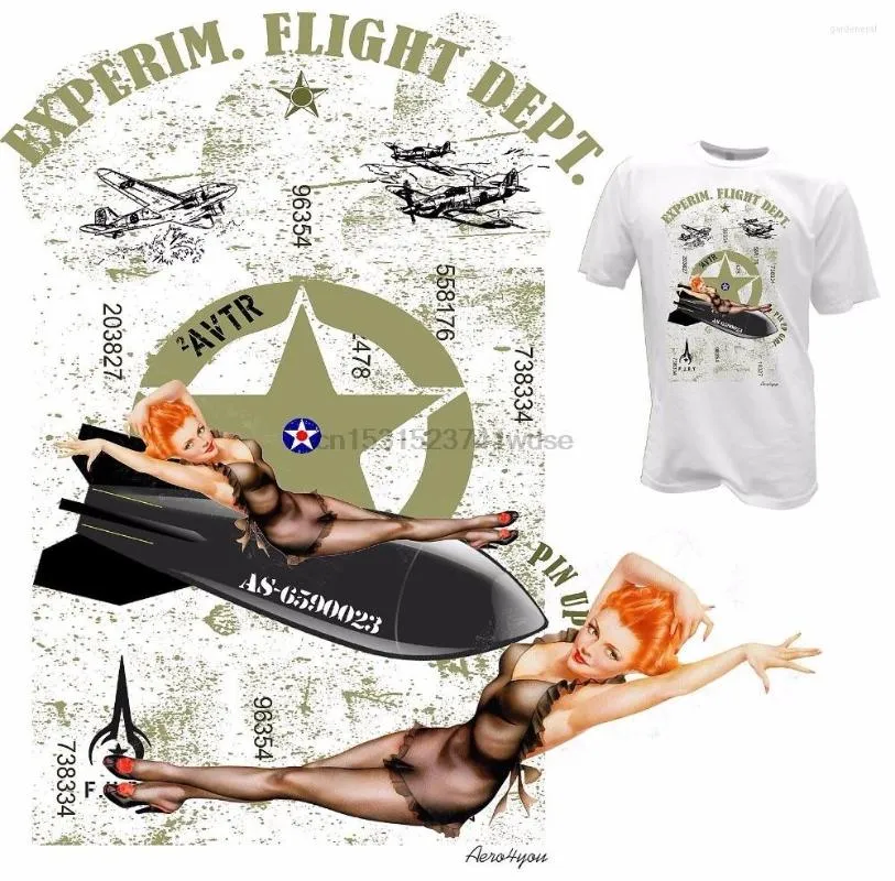 Herren T Shirts 2023 Print T-Shirt Harajuku Kurzarm Herren Top PINUP GIRL Flieger Shirt Flugzeug Luftwaffe USA Herren Create Your Tee