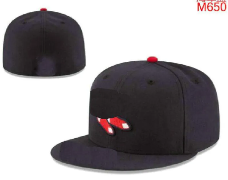 2023 Men's Men's Classic Black Color Boston Flat Peak Series Heart Heart Fily Sox Caps fermés Fashion Hip Hop Baseball Sports Tous les chapeaux ajustés de l'équipe Casquette en taille 7-taille 8