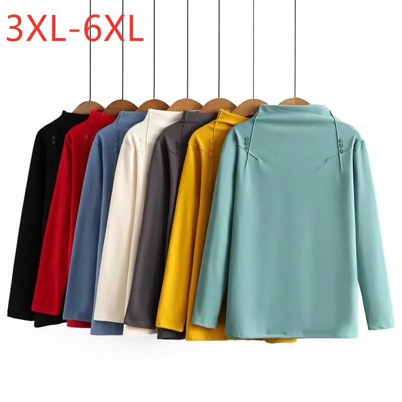 Shirt Women's Plus Size Autumn Winter Basic Tops For Women Large Long Sleeve Slim Elastic Velvet Keep Warm 3XL 4XL 5XL 6XLWomen's