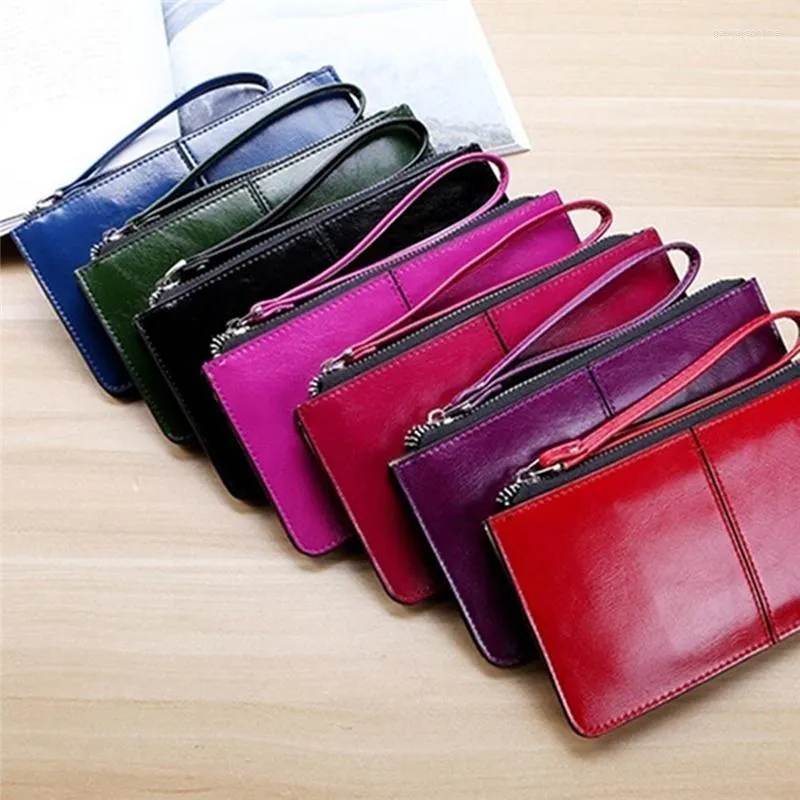 Plånböcker mode kvinnor plånbok handledshandtag telefonfodral lång sektion pengar fickpås handväska handväska korthållare