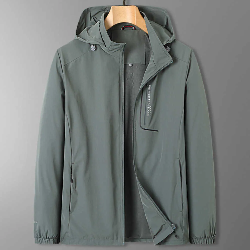 Men s Jackets Spring summer Fat Men s Sports Jacket Extra Large Fat Loose Detachable Hat Solid Coatu