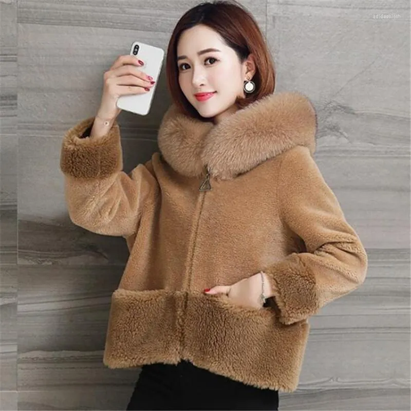 Women's Fur Light Temperament Short Coat Female Imitation Women Wool Warm Fashion Winter Clothing Young Models