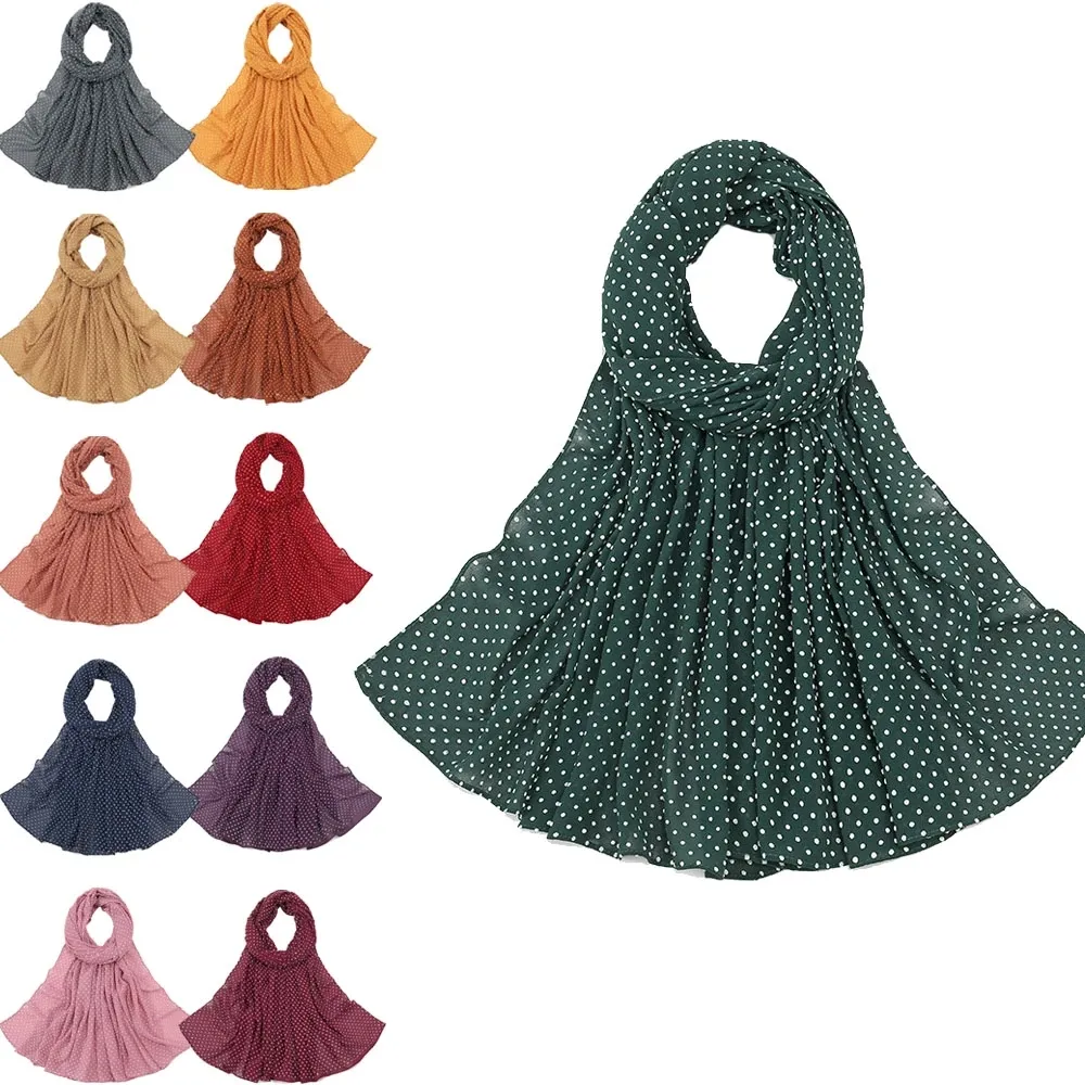 Schal Frauen Polka Dots Drucken Weiche Tücher Chiffon Schal Wrap Wraps Schal Schals Weibliche Moslemisches Hijab Strand Schals Bufanda Mujer