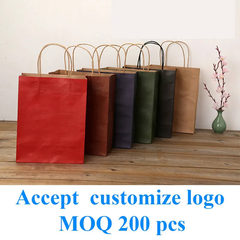 Shopping Bags 20 pcs Gift Kraft Paper Bag Party Retail Brown with Handles 100 Recyclable 230506