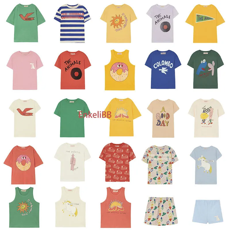 Tshirts enkelibb 2023 SS Kids Tirt Tirt نمط كاريكاتير الأطفال الأولاد والفتيات tshirt غير الرسمي القطن الأكمام المصنوع من قمم 230506