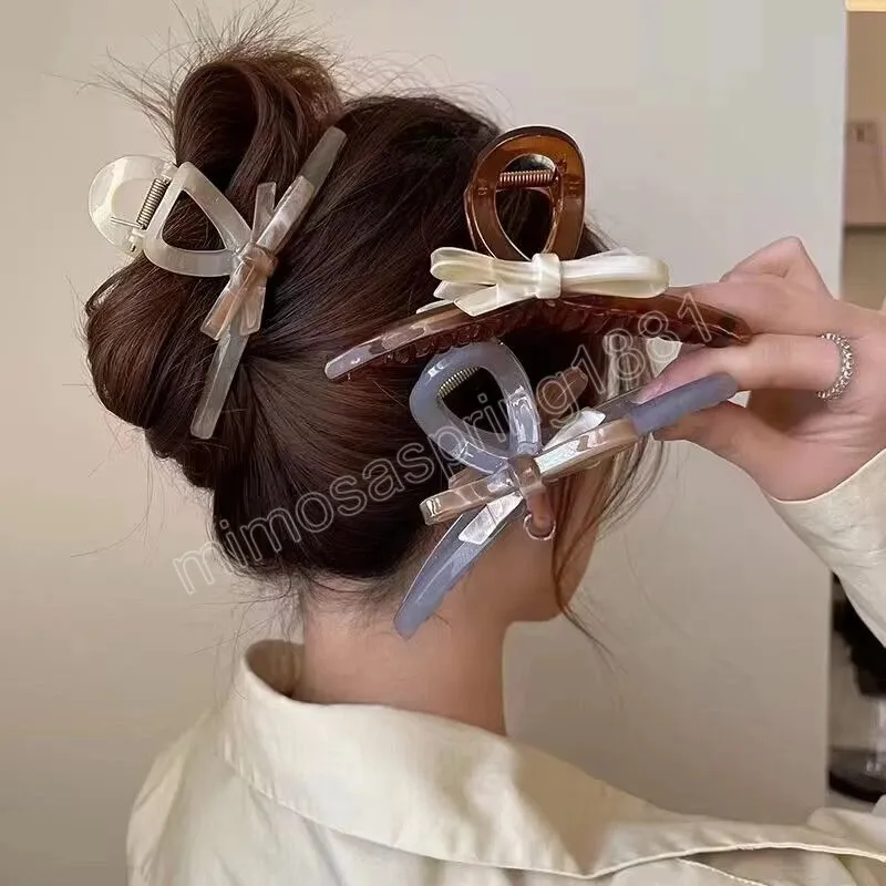Puste bowknot kształt włosy pazur akrylowy duży klip dla kobiet dziewczyna akcesoria na nakrycia głowy koreańskie mody barrette do włosów