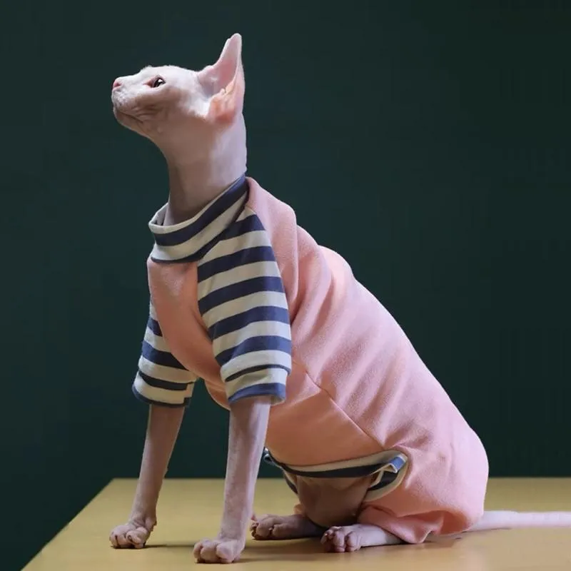 衣類冬の綿スフィンクス猫服の子猫のためのジャンプスーツ温かいペットジャケットピンクの子犬服小さな犬キティプルオーバー秋