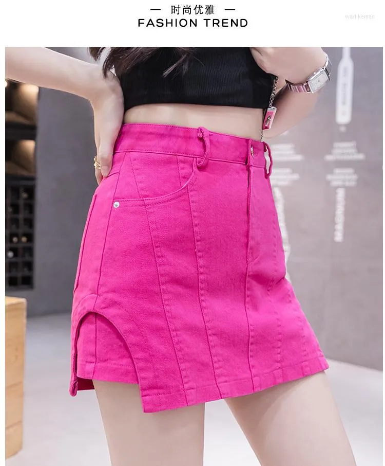 Skirts 2023 Summer Women Front Skirt Back Denim Shorts High-Waisted A-line  Split Culottes