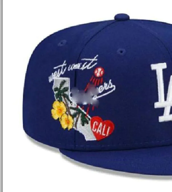 16 couleurs Baseball Men's Fitted Hats Classic Blue Hip Hop Los Angeles Black La Ny Sport Caps réglables Chapeau Grey Stitch World Heart "Series" "Love Hustle Flowers A3