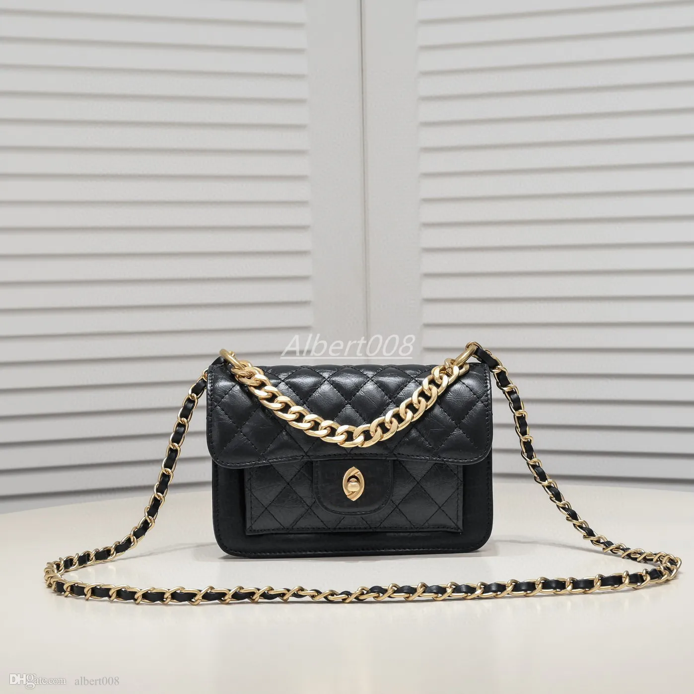 Borsa di design borsetta a grana con tono sier tone metallo catena classica trapunta trapunta traversa in pelle per le borse da donna