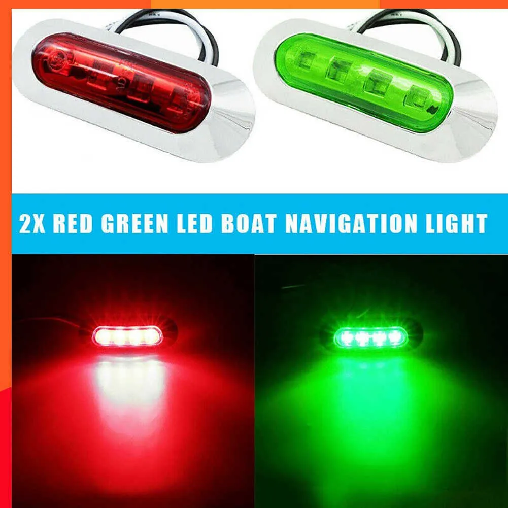 NYA 2st LED Båt Navigation Light Deck Waterproof Bow Pontoon Lights Marine Boat Transom Red Green LED Stern Light 12V-24V Forkayak