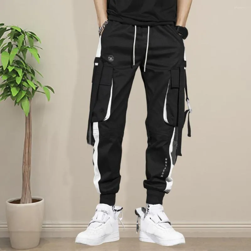 Herenbroeken Men Casual broek Trapstring Comfortabele sportkleding Lading met zak voor tiener