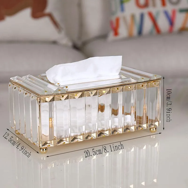 Organisation Style Européen Crystal Strip Transparent Paper Boîte de serviette de bureau Boîte de rangement de serviette de serviette à la maison