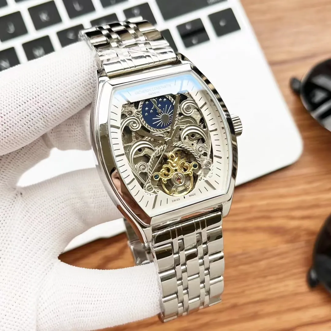 DHgate Vacherx Constantins Stainless Brand Watch Mens Highquality Steel Body Strap Optional Barreltype Hollowedout Machinery for Leisure Business Price Affordable Wat Watches