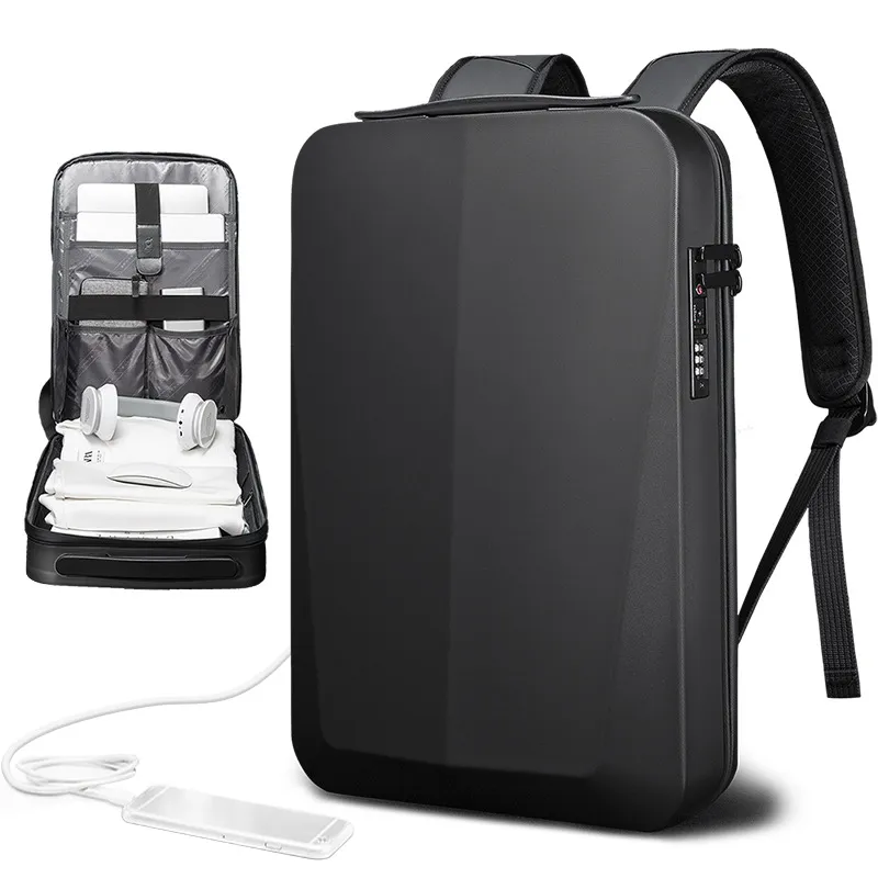 حقيبة ظهر جديدة للأعمال 15.6 بوصة محمول مزروعة Bagpack Men أنيقة مقاوم للماء USB حقيبة كمبيوتر محاسبية حقيبة كبيرة من السعة