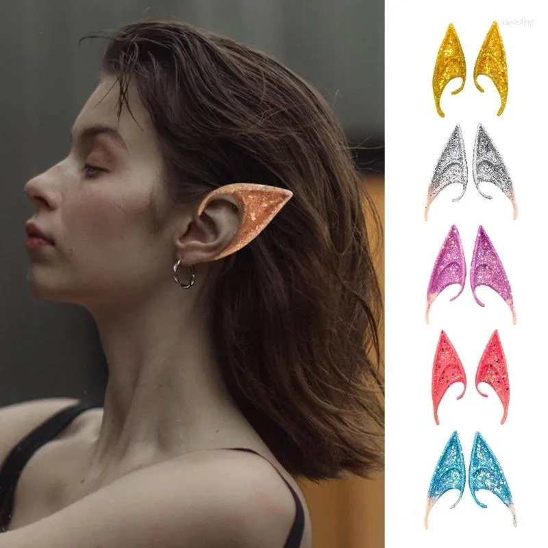 Backs Earrings Latex Fairy Goblin Elf Ears Pointed Prosthetic Ear Tips Cuff For Cosplay Halloween Christmas Themed Party