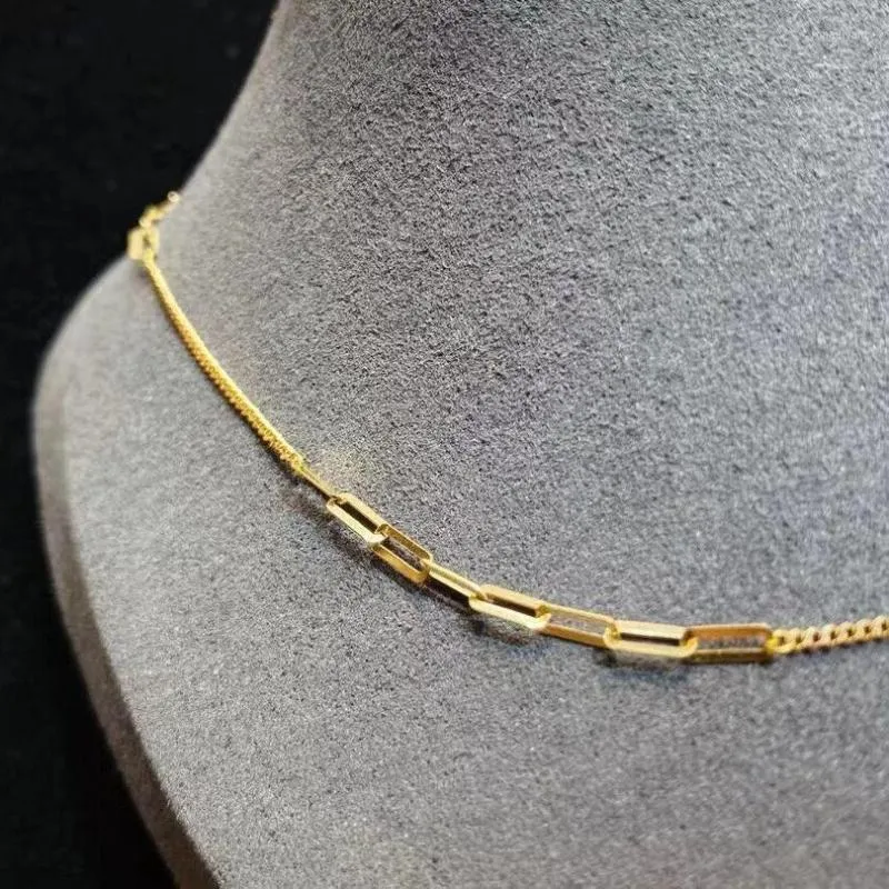 Ketten MADALENA SARARA Reines 18 Karat Gelbgold Seilkette Halskette Au750 Frauen Choker Qualität Textur Amerikanischer Europäischer Stil