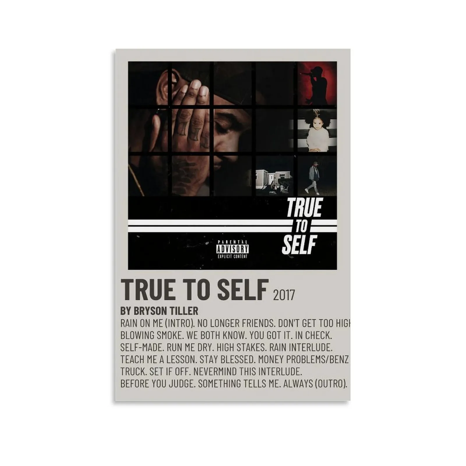 Pannello Appeso Poster Verticale BRYSON TILLER- - TRUE TO SELF- 2017 Wall Art Canvas Doth Posters
