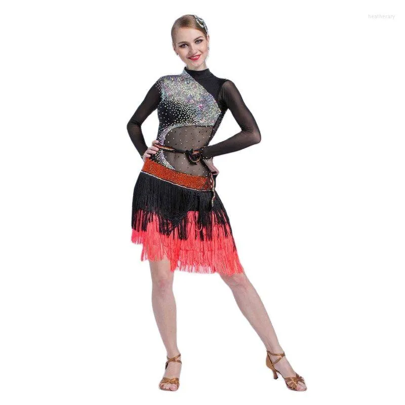 Stage Wear L-17110 Sukienka dla dorosłych kostium tańca łacińskiego Tassel Kobiety do rywalizacji