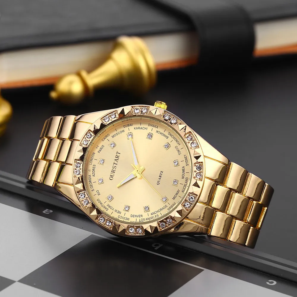 Montres-bracelets à Quartz étanches pour femmes, montres d'affaires en or et diamant, les fabricants fournissent directement des montres incrustées de diamants AAA
