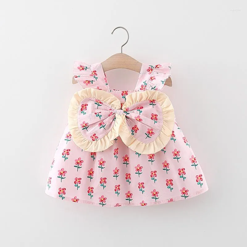 Abiti da ragazza 2023 Summer Baby Chest Big Bow Cute Cotton Dress